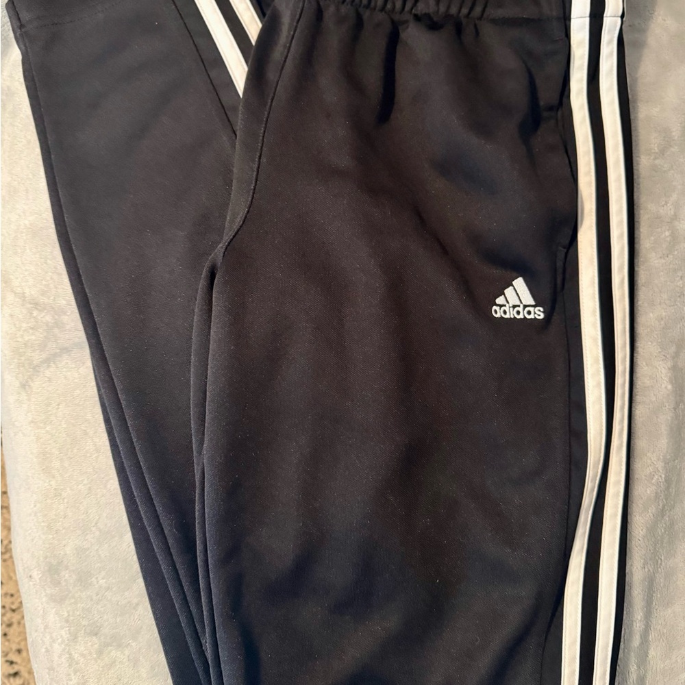Adidas Kids Black Joggers with White Stripes